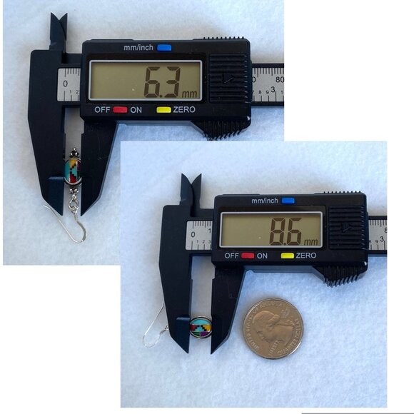 Sterling Silver 925 Southwest Style Turquoise Coral Malachite Dangle Earrings - Picture 9 of 16